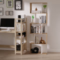 White & Oak Bookshelf | S-Shape Open Storage Shelf