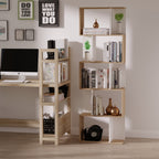 White & Oak Bookshelf | S-Shape Open Storage Shelf