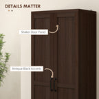 Dark Brown 5-Tier Kitchen Storage Cabinet | 63" Pantry Cabinet with Adjustable Shelves