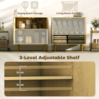 Oak Buffet Sideboard with Gold Legs - dimensions