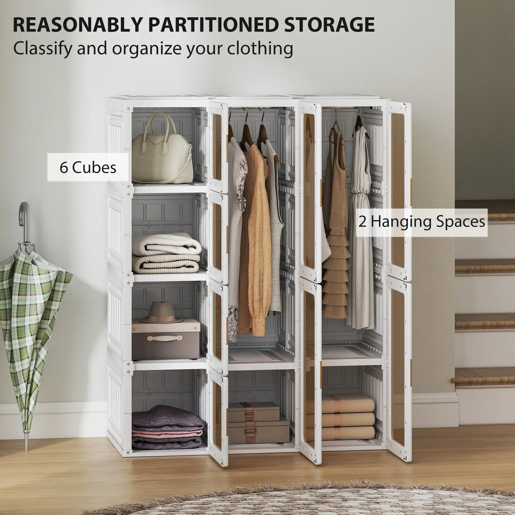 Portable Foldable Wardrobe | 9-Cube Modular Closet System