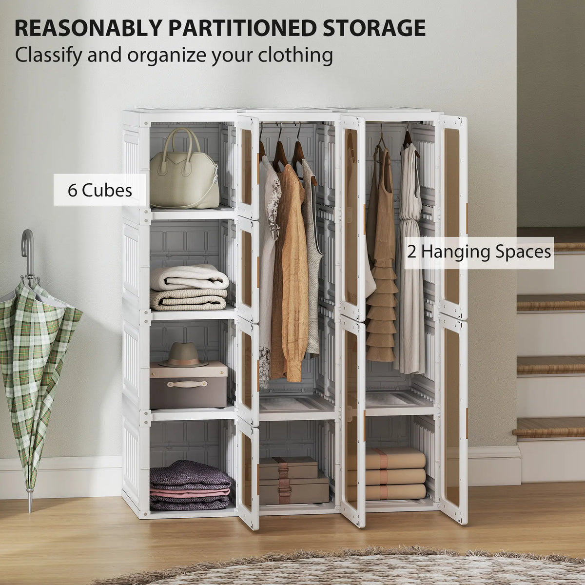 Portable Foldable Wardrobe | 9-Cube Modular Closet System