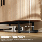 Natural Wood Sideboard Buffet Cabinet with Curved Tambour Doors - detail view 2