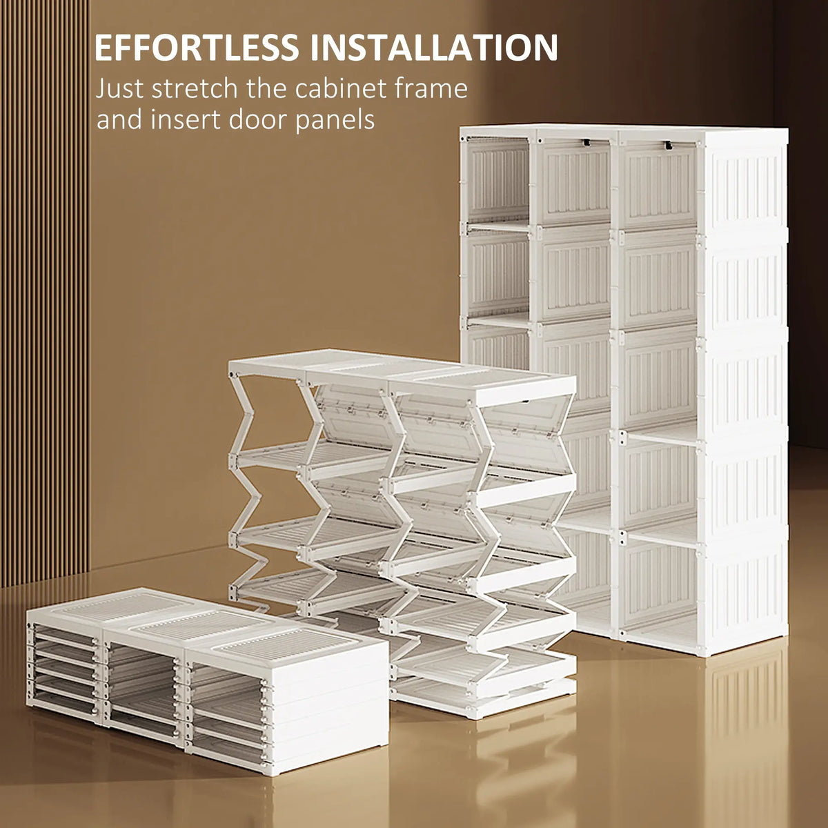 Foldable Modular Wardrobe | 9-Cube Portable Closet with Clear Doors
