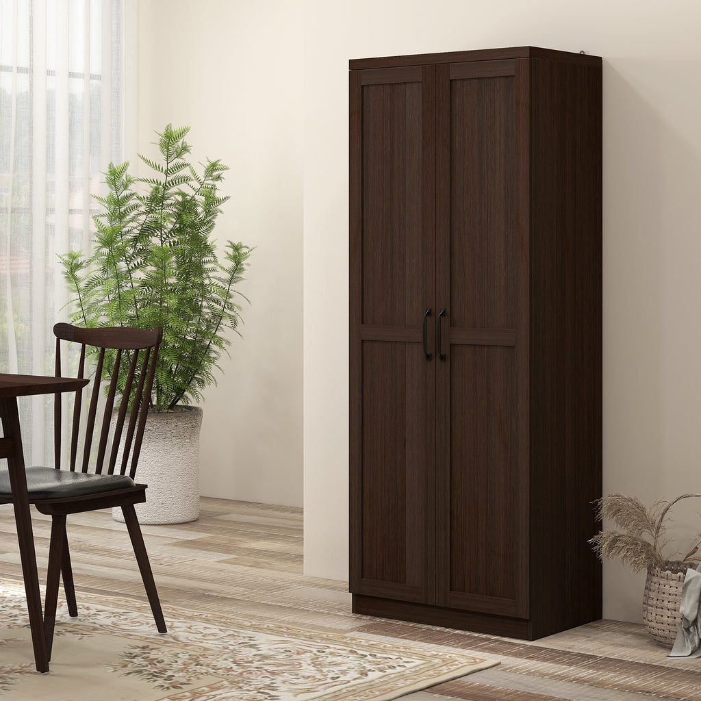 Dark Brown 5-Tier Kitchen Storage Cabinet | 63" Pantry Cabinet with Adjustable Shelves