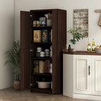 Dark Brown 5-Tier Kitchen Storage Cabinet | 63" Pantry Cabinet with Adjustable Shelves