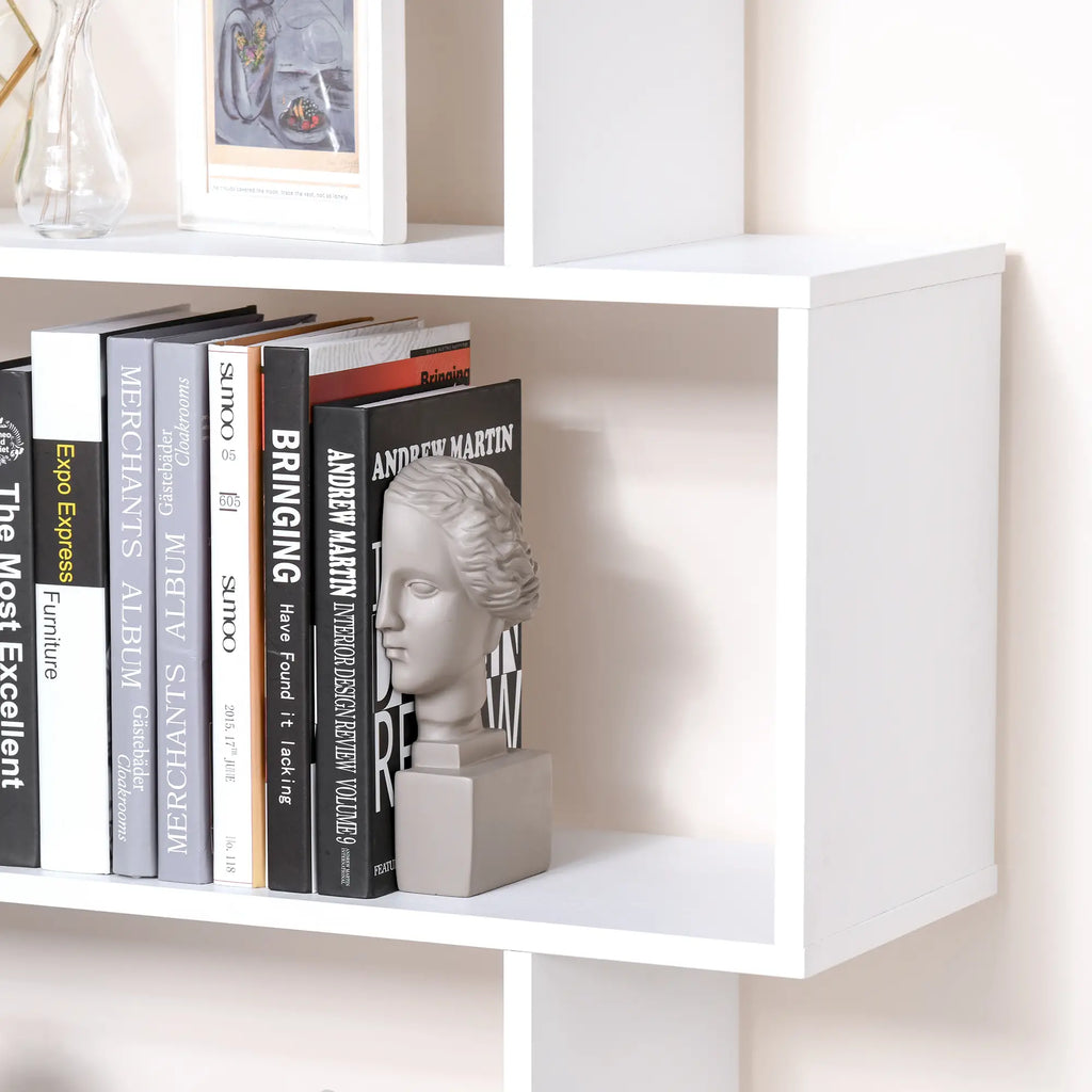 White Bookshelf | Extra-Tall Tree-Shape Open Shelf for Home Office