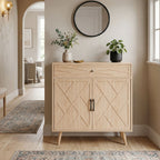 Modern Oak Buffet Sideboard with Patterned Doors - detail view 3