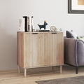 Natural Oak Storage Cabinet | Fluted 2-Door Accent Cabinet