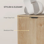 Natural Oak Storage Cabinet | Fluted 2-Door Accent Cabinet