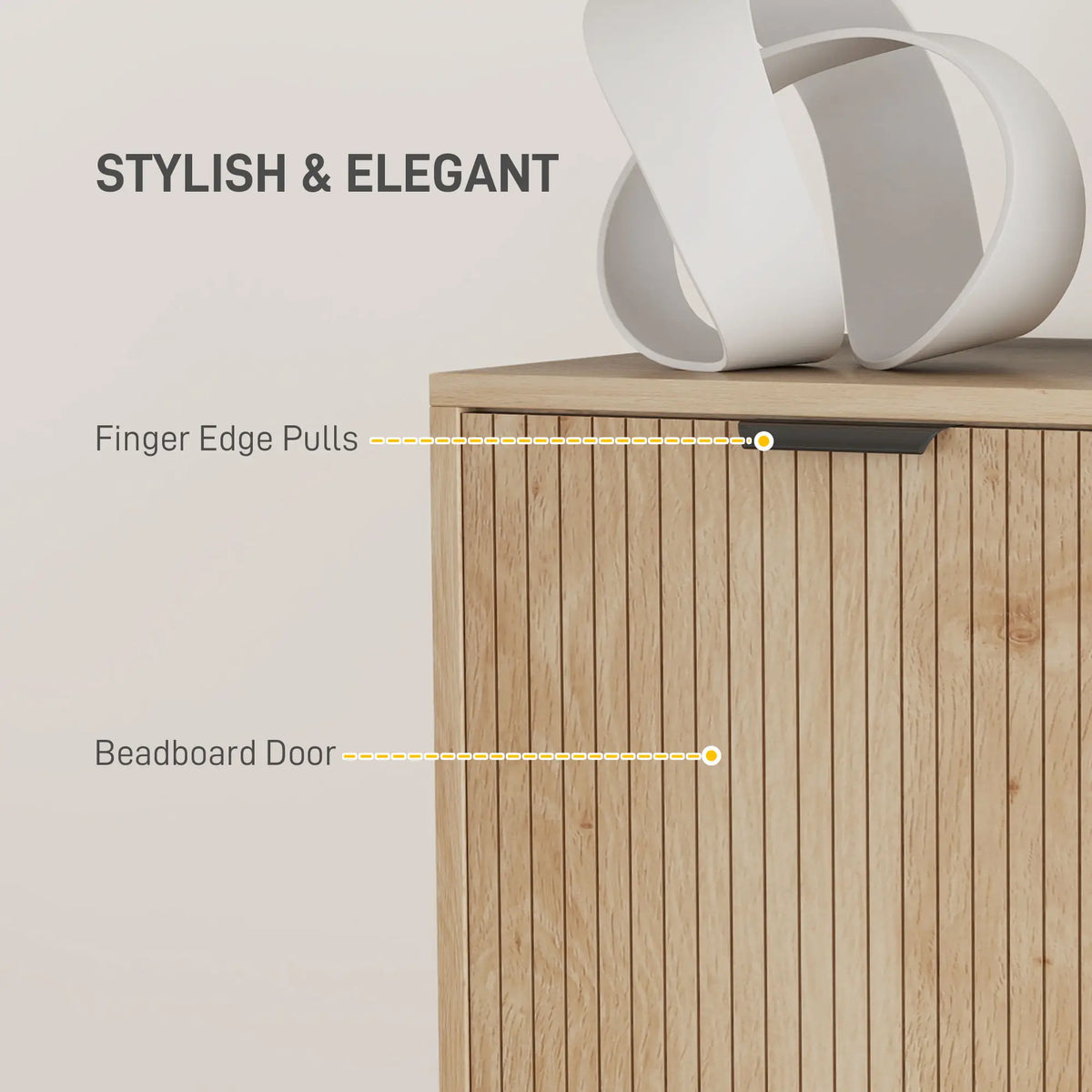 Natural Oak Storage Cabinet | Fluted 2-Door Accent Cabinet