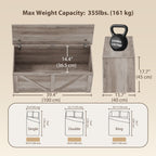 Grey Wood Grain Storage Chest - open lid view