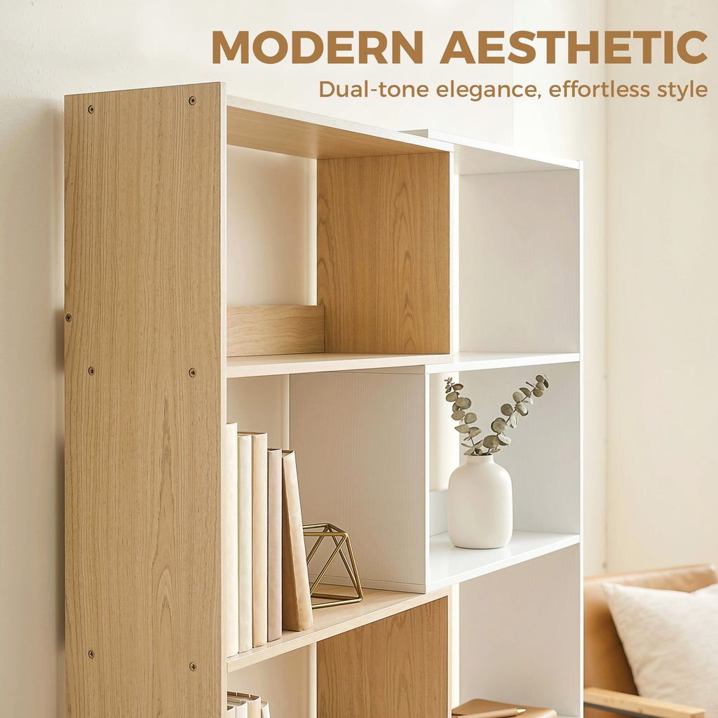Fruitwood and White Corner Bookshelf - dimensions