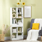 White Wooden Bookshelf with Drawer | 62.2" Tall Freestanding Bookcase for Home Office