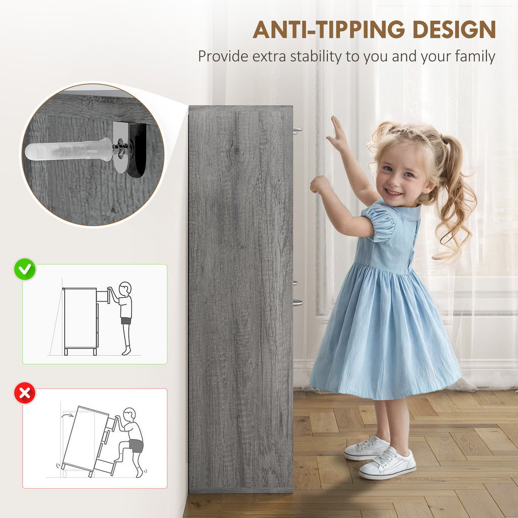 Grey Shoe Storage Cabinet | 45.5" Wide Entryway Cabinet with 4 Flip Drawers