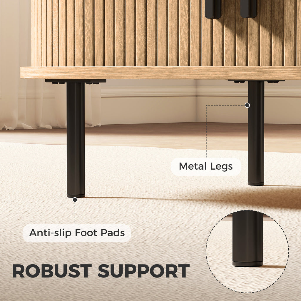 Natural Wood Coffee Table with Sliding Tambour Doors - lifestyle view