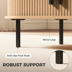 Natural Wood Coffee Table with Sliding Tambour Doors - lifestyle view