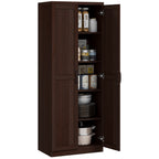 Dark Brown 5-Tier Kitchen Storage Cabinet | 63" Pantry Cabinet with Adjustable Shelves