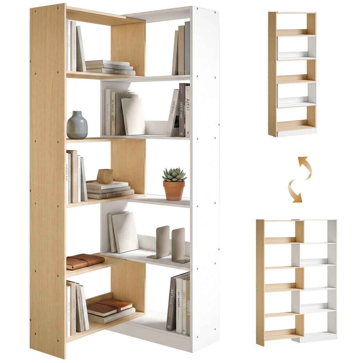 Fruitwood and White Corner Bookshelf - detail view 2